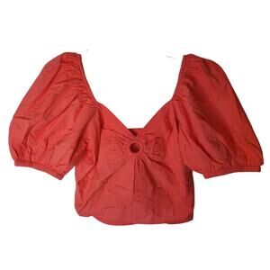 Sim & Sam Orange/Salmon Puff Sleeve Crop Top, NWT, Large